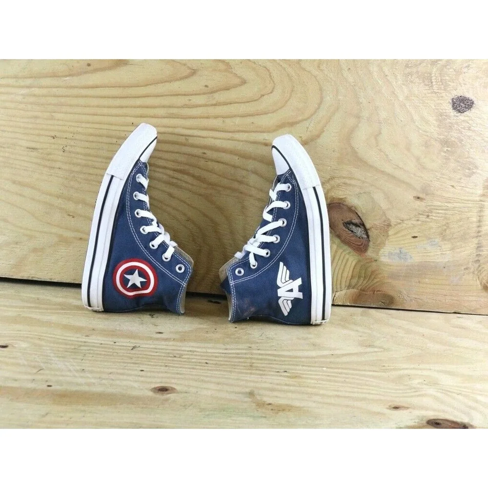 Converse Womens Sneakers Sz 7 Avengers Captain American Blue Custom High Tops_4